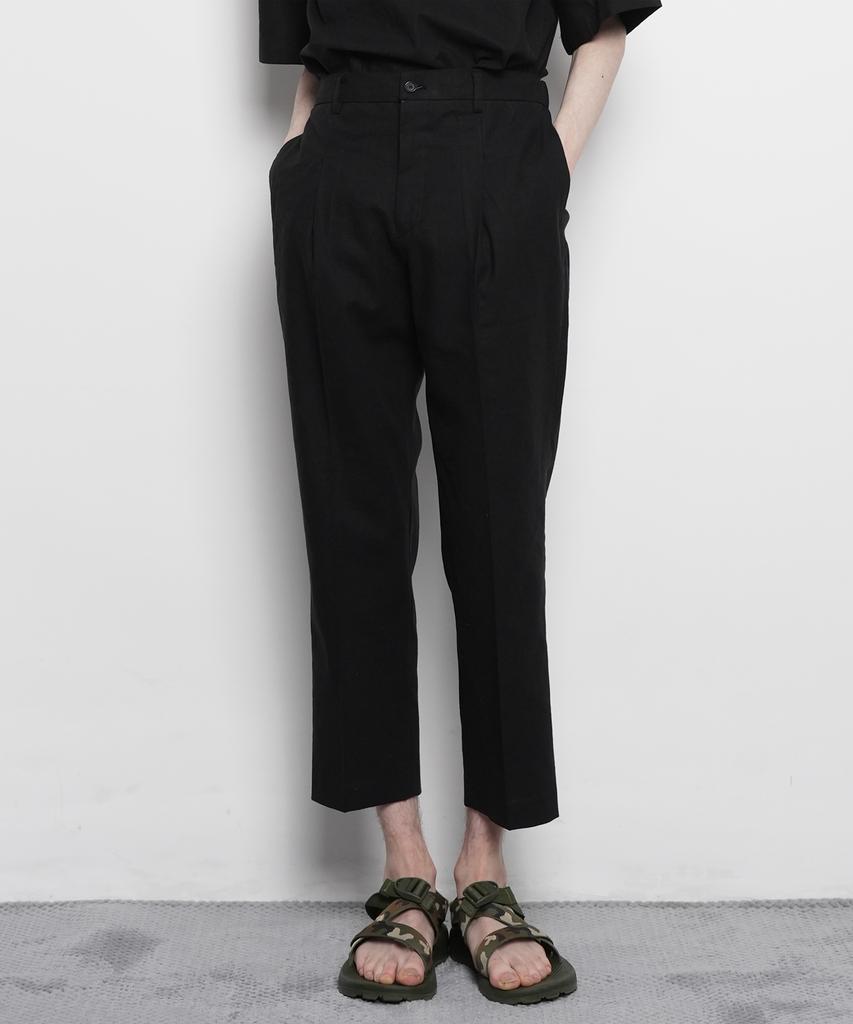 THE-ABON Men'S Summer Bio-Washed Linen Cropped Pants Beige