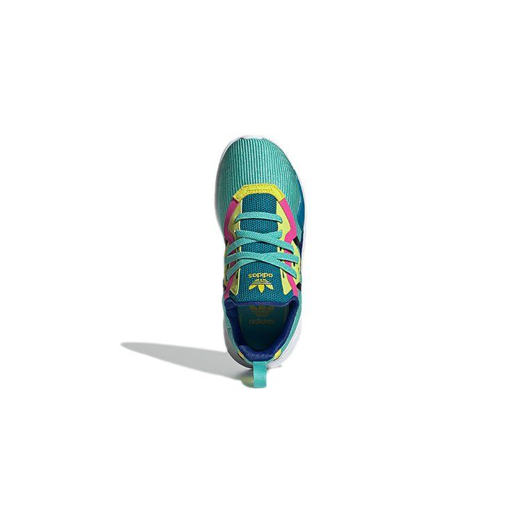 adidas Originals Flex Series El C Comfortable Versatile Non-Slip Shock Absorbing Durable Low-Top Casual Shoes Kids Sneaker Green Blue FX5333