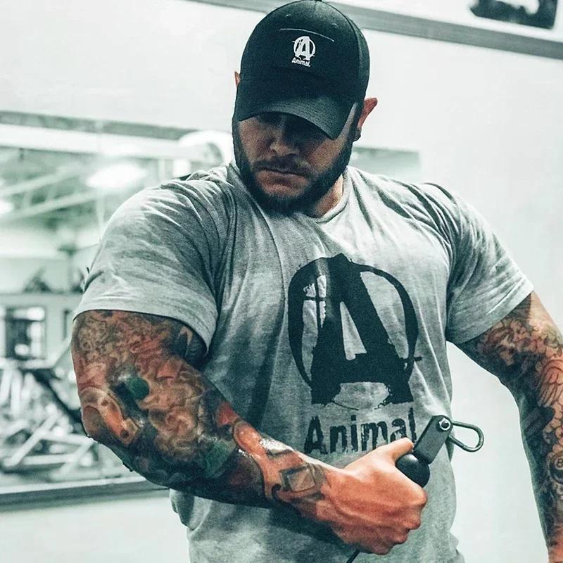 Camiseta de Verano para Gimnasio y Fitness Holgada para Hombre de Algodón Entrenamiento de Culturismo Camiseta de Hombre Oversize Deportiva de Manga Corta para Jogger