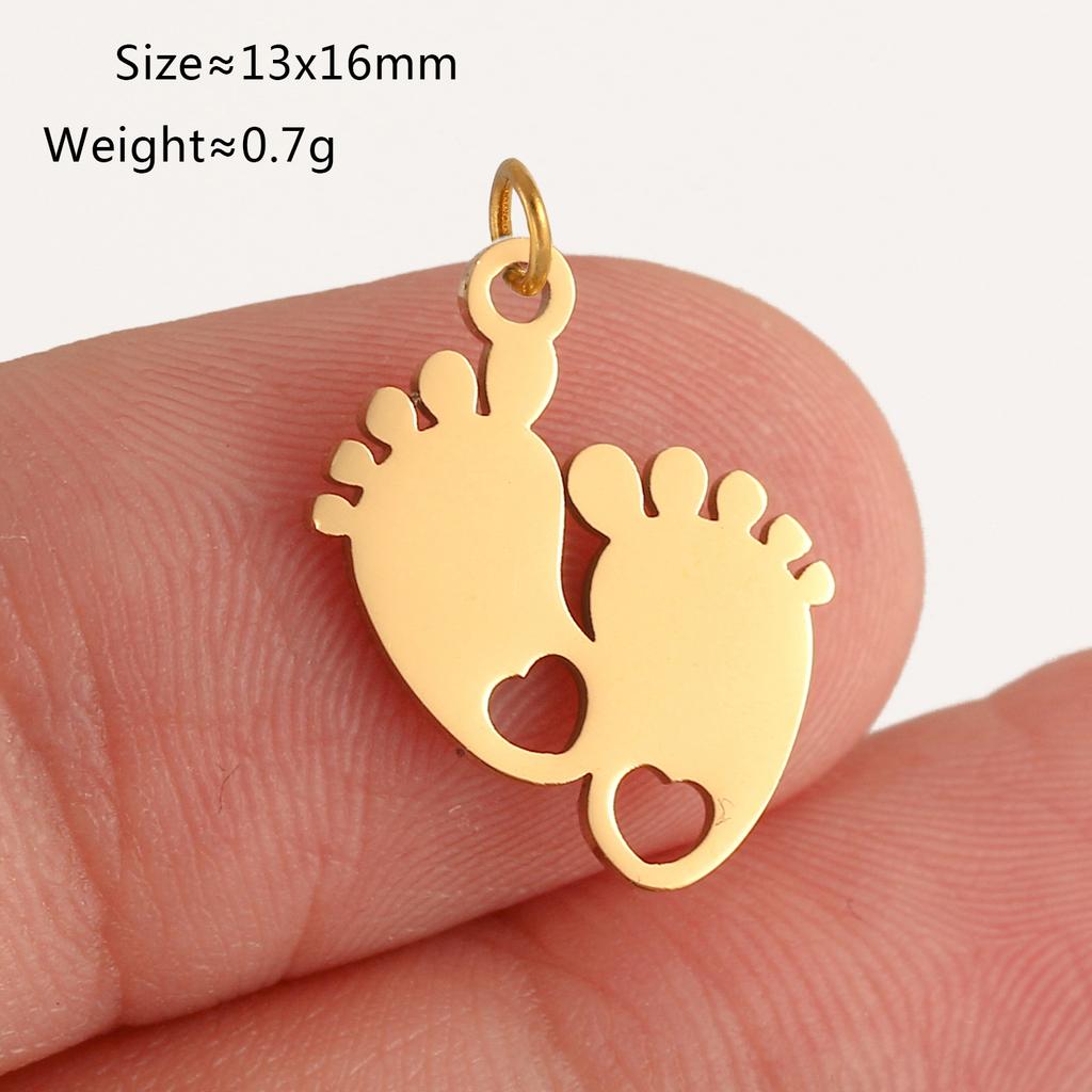 5Pcs Baby Footprint/Heart/ Air Balloon Charms Stainless Steel DIY Love Pendants Fadeless Jewelry Making for Necklace Earring