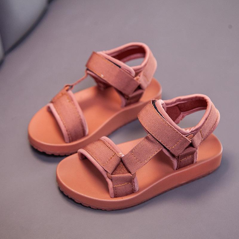 Summer Canvas Sandals Boys Girls Sandals Solid Color Soft Soled Anti-Slip Children Kids Shoes Summer Beach Sandals