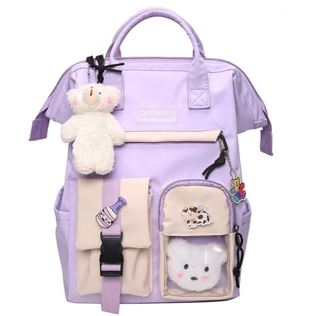 Women's Backpack Purple Waterproof Candy Colors Backpacks Fancy High School Bags for Teenage Girl Cute Travel Rucksack