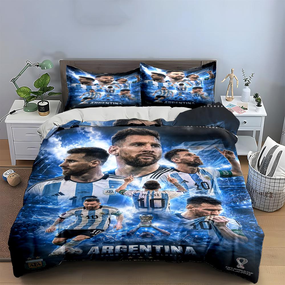 Argentinië Voetbal Beddengoed Set Beddengoed Dekbedovertrek Set Dekbedovertrek Kussenslopen Woondecoratie (1 * Dekbedovertrek 2 * Kussenslopen, zonder dekbedvulling)