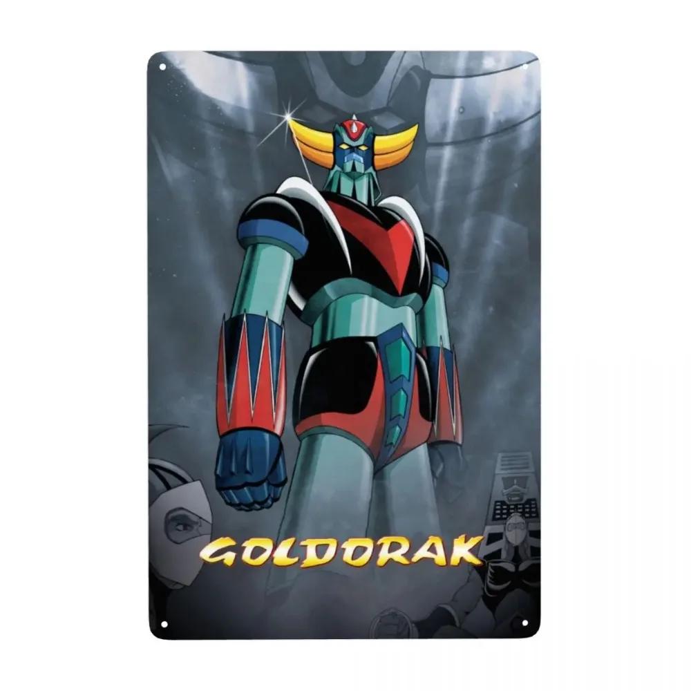 Vintage Goldorak Grendizer Metal Tin Sign  Custom Anime UFO Robot Wall Art Decor for Pub Cafe Yard  Rectangle Plaque