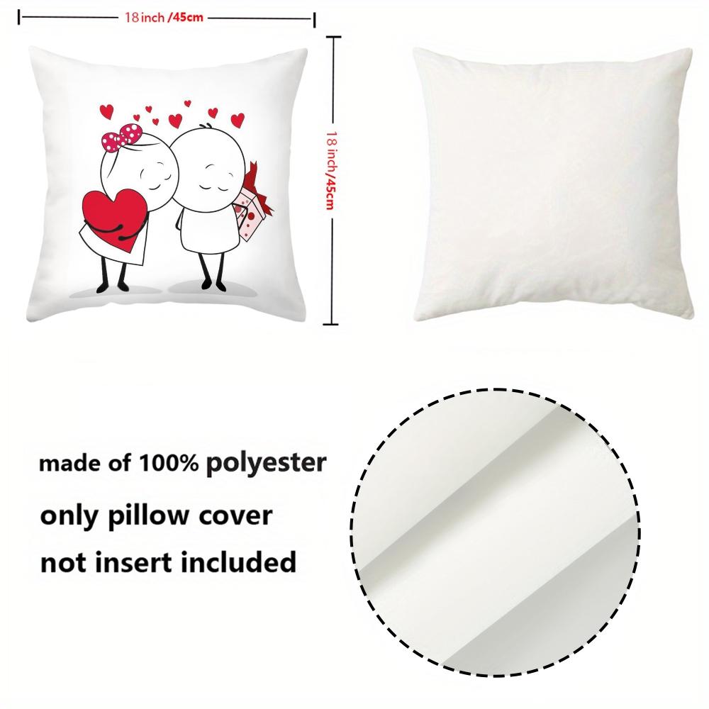 Cute Couple Heart-Shaped Pillows for Romantic Decor Polyester Pillowcase, Sofa Decorative Cushion Cov Headboard Pillow
