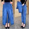 Calça Jeans Fina Feminina Primavera e Verão Love Shape Calça Bordada Cintura Alta Jeans Stretch