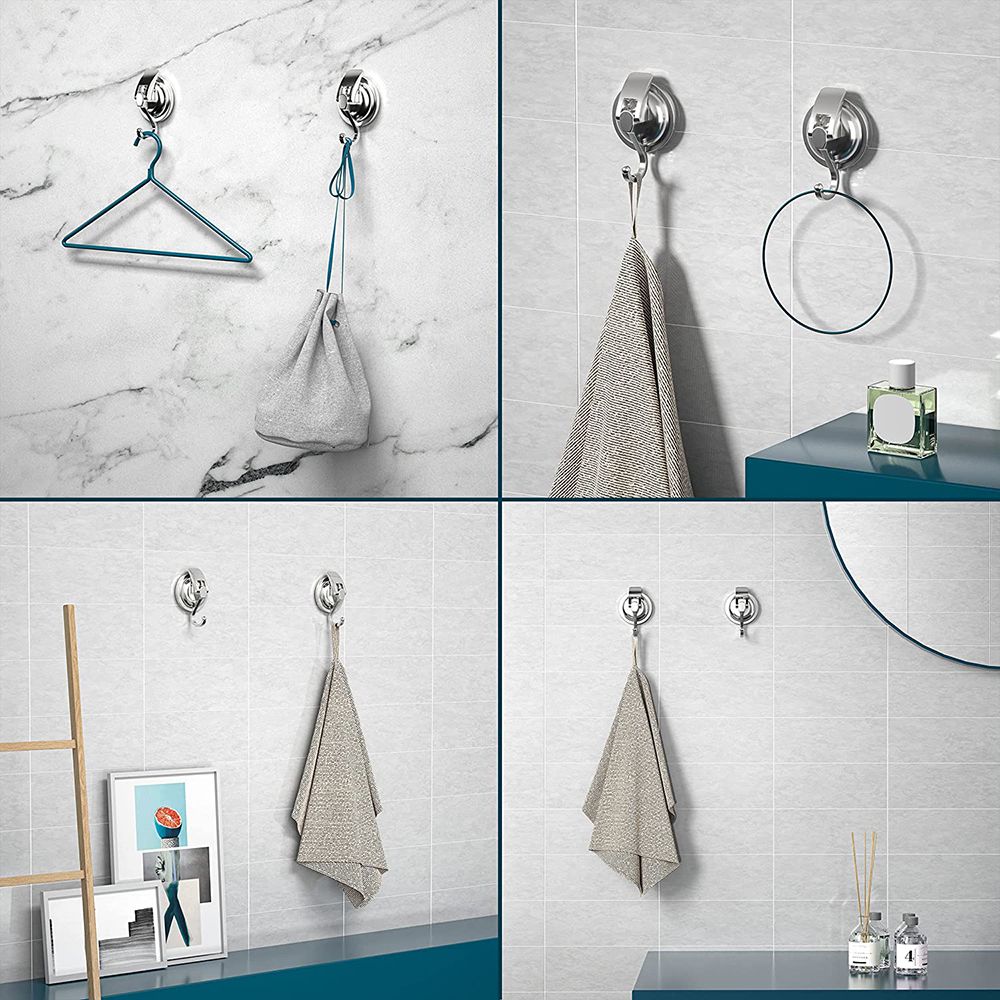 Punching Polished Easy To Install Organization Chrome-Plated Bathroom Shower Suction Cup Hooks