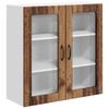 Wall Mounted Glass Cabinet LUCCA Reclaimed Wood Look 80 X 31 X 80 Cm Particleboard