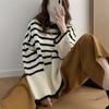Korean Striped Knitted Sweater for Women In Autumn and Winter Retro Lazy Style Outerwear Soft and Sticky Pullover Loose Sweater