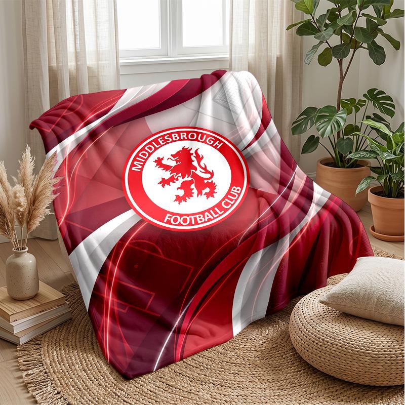 Flanelová deka s potlačou Middlesbrough Football, Mäkká teplá ľahká prehozová deka na pohovku posteľ kemping