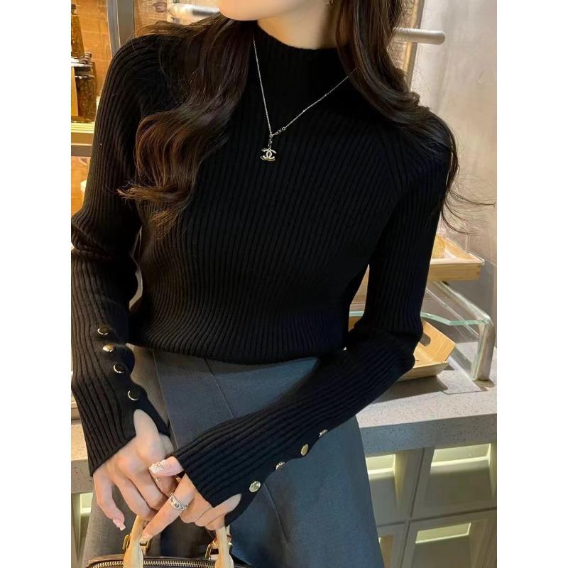 Bottom Shirt Women's Autumn and Winter New High-end Semi-turtleneck Knitted Sweater with Long-sleeved Top