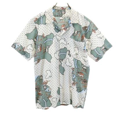 60s Open Collar Animal Pattern Short Sleeve Open Collar Shirt Men's Used