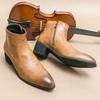 Fashion Vintage Brown High Heel Boots For Men Spring and Autumn High Leather Shoes For Men Luxury Dress Shoes Man Black Chelsea Boots