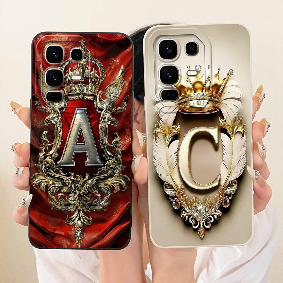 For Infinix Note 50 Pro+ Feather Crown Initial Letter Phone Case For Infinix Note 50 Pro Plus X6856 Soft Silicone Covers Bumpers