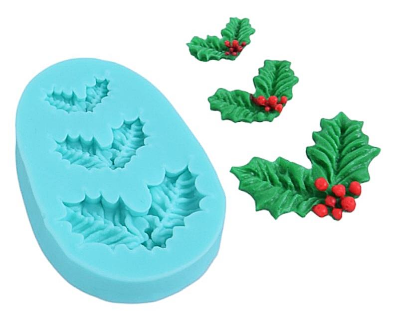 Holly Leaf Silicone Sugar Paste Mold
