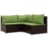 4 Piece Garden Lounge Set with Cushions Brown Poly Rattan