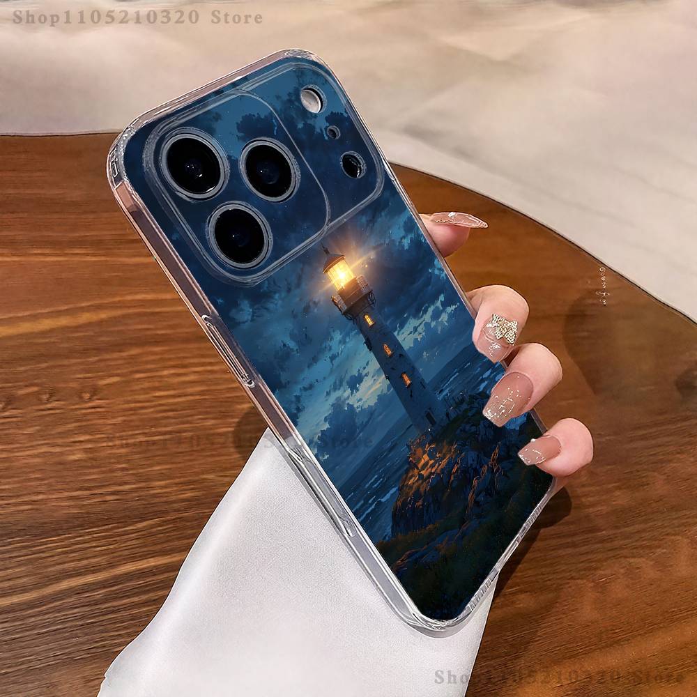 Lighthouse Anime Phone Case For iPhone 17,16,11,15,13,14,12,Air,Mini,Plus,Pro,Max,Plus,E Clear Soft Shell