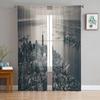 New York City Manhattan Downtown Aerial View Chiffon Sheer Curtains for Living Room Bedroom Window Curtain Voiles Tulle Cortinas