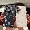 Pink Bowknot Patterned Phone Case for iPhone 16 Pro 15 14 Plus 13 12 Pro Max 11 Shockproof Leather Texture Soft Tpu Slim Matte Case Cover