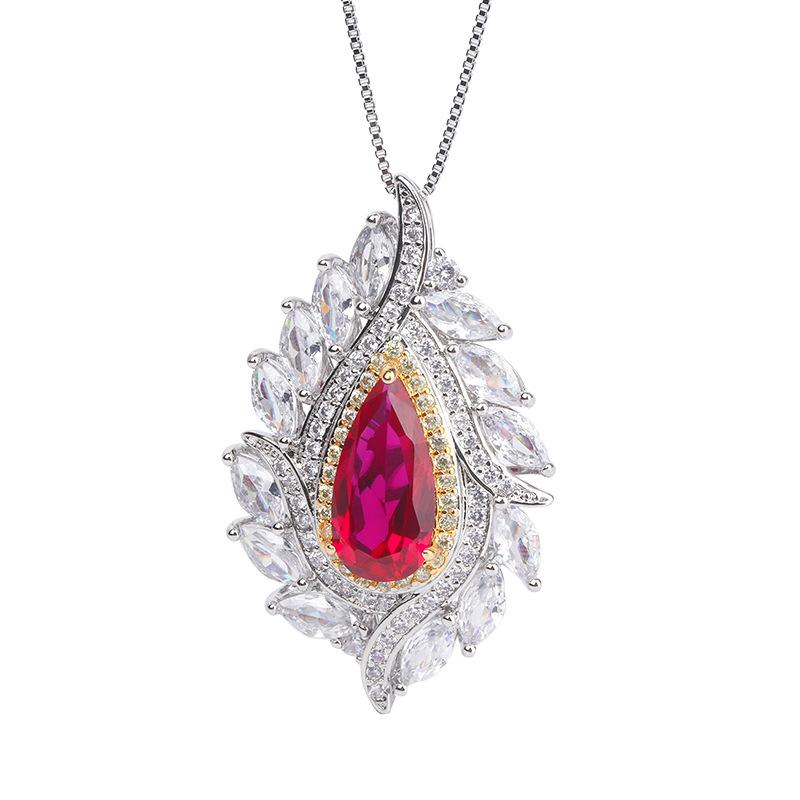 New S111 Pigeon Blood Ruby Necklace Douyin Hot Sale Simulation Emerald Pendant Paraiba Necklace