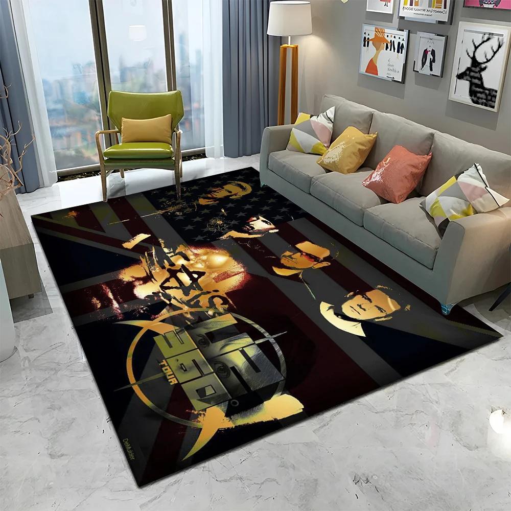 U2 Rock Bang Bono 3D-Druck Teppich, Teppich für Wohnzimmer Kinderzimmer Sofa Fußmatte Dekor, Kinder rutschfeste Bodenmatte