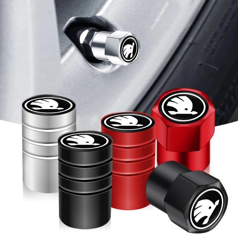 4Pcs Car Pendant Aluminum Alloy Car Wheel Tire Valve Caps Stem Cover For New Skoda Octavia Kodiaq Fabia Superb Karoq Vrs BD8