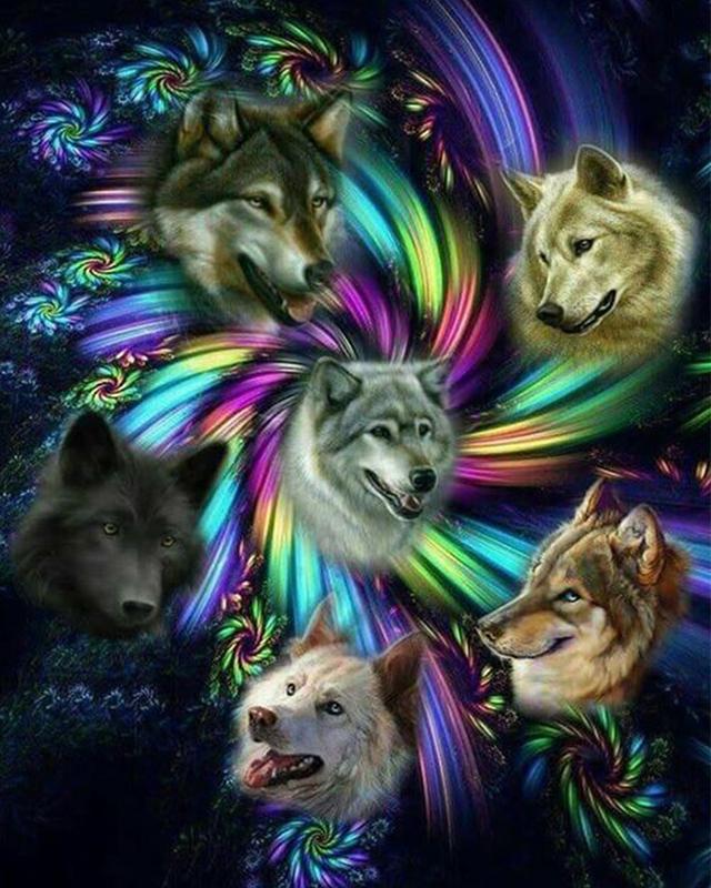 5D Diamond Painting Wolf Full Square Round Art Rhinestone Diamond Embroidery Animal Dreamcatcher Mosaic Cross Stitch Home Decor