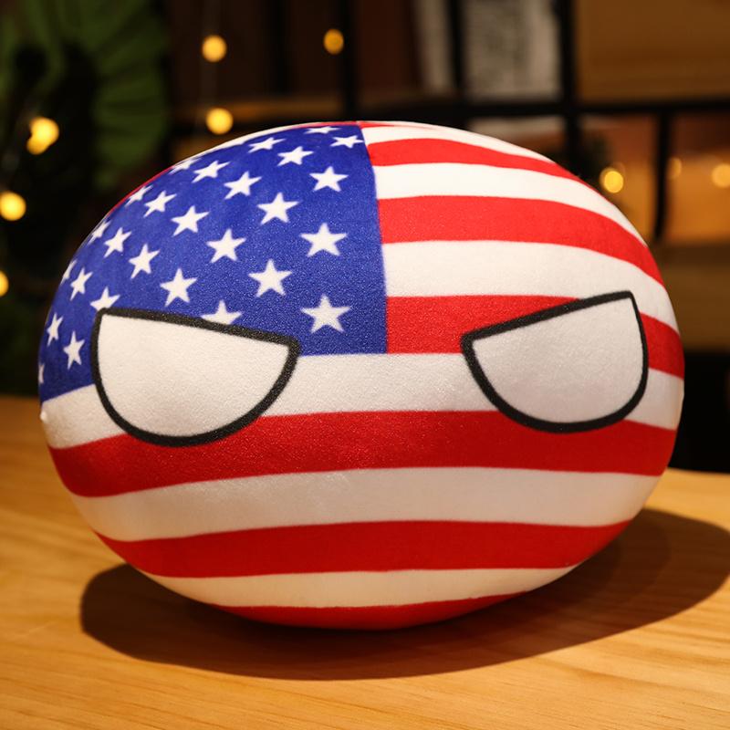 10-40cm Kawaii Countryball Peluche Remplie Polandball Un Usa Ussr France Russie Uk Japon Eu Canada Ita Ru Oreiller de Canapé Pendentif