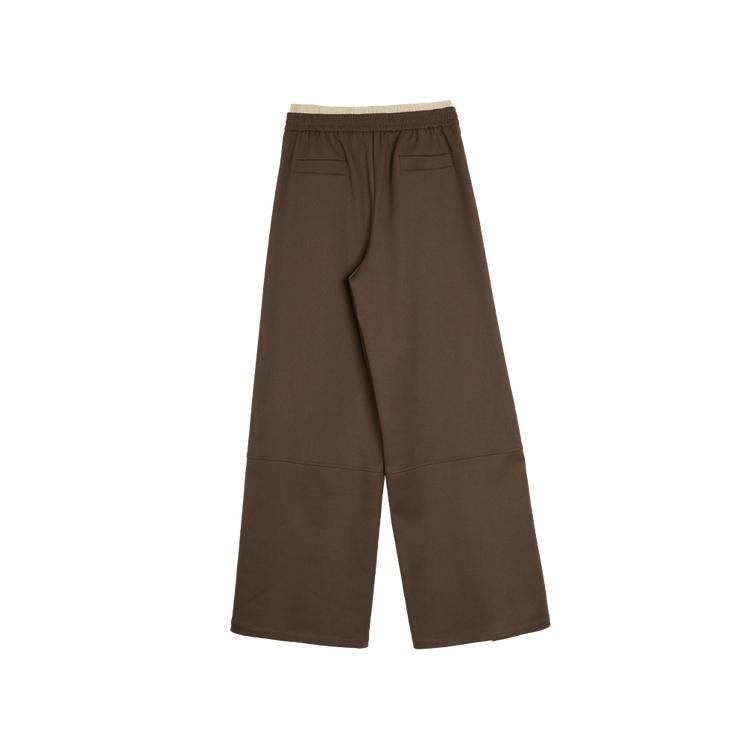 ELLE French Elegant Melard Wide Leg Pants Simple Casual Pants Women Bottoms Brown L7WKW032