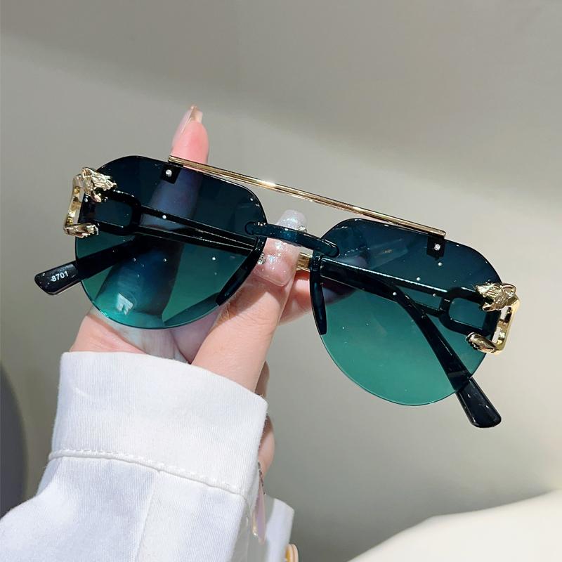Occhiali da Sole Aviator Senza Montatura Uomo Moda Vintage Gradiente Casual Lenti Donna Trendy Design di Marca Decorazione Esterna Occhiali da Sole