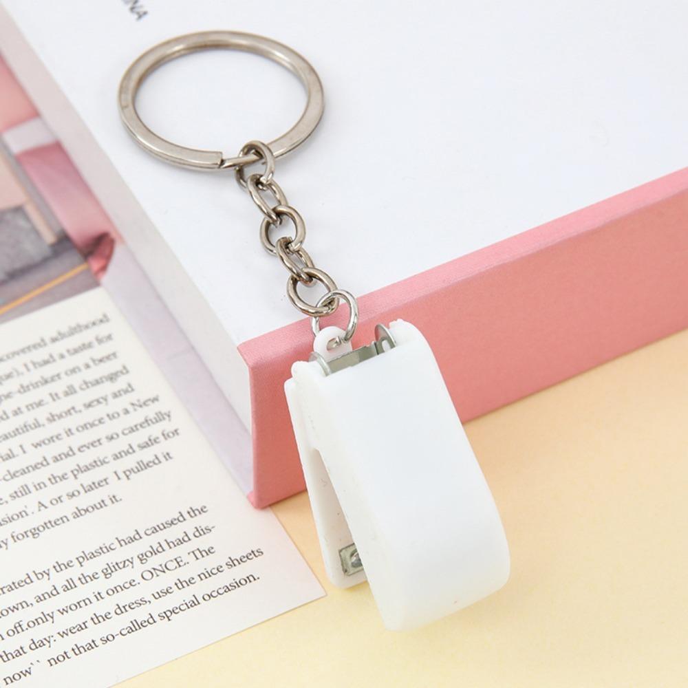 Metal Mini Stapler Solid Color Cute Cartoon Stapler Portable Keychain