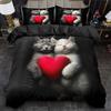 Adorable Mignon Chat 3 pièces Ensemble de Housse de Couette Douce, Housse de Couette Douce Imprimée Numériquement en 3D, Ensemble de Literie Doux Confortable Respirant pour Chambre à Coucher, Dortoir
