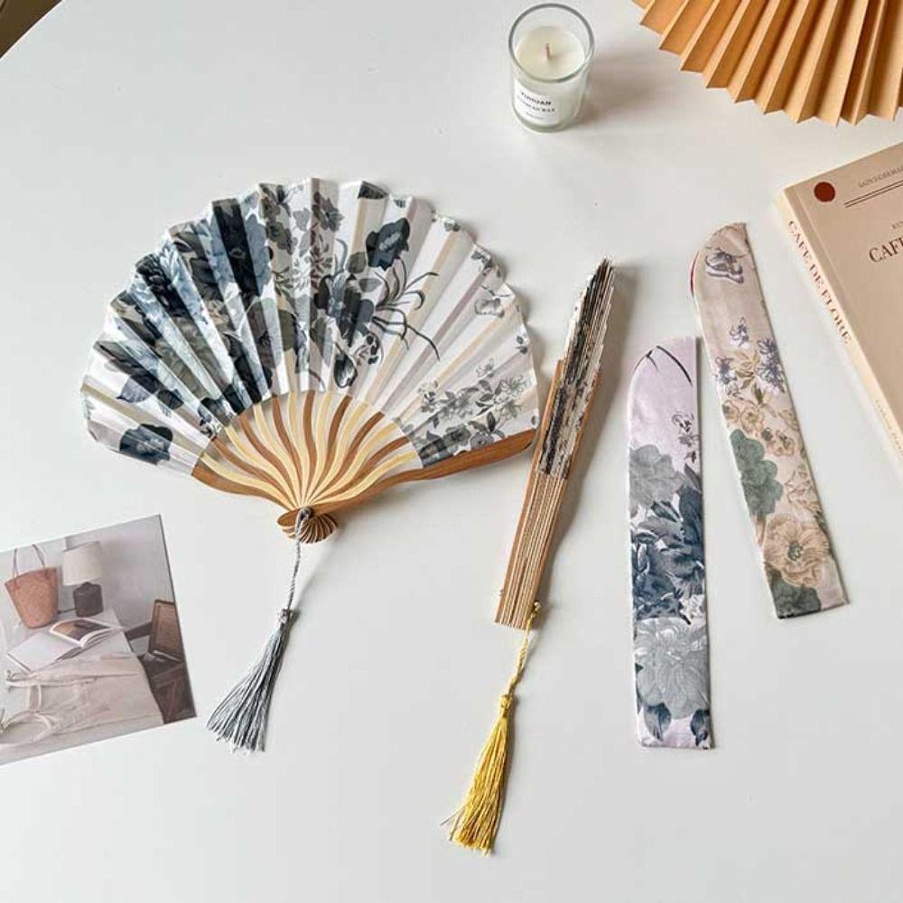 Portable Silk Flower Folding Fan Chinese Style Retro Shell Fan New Hand Fold Fan