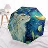 Plant Cat  Pattern, Automatic Folding Umbrella, Portable and Foldable Design, 8 Ribs, a Christmas or Birthday Gift.