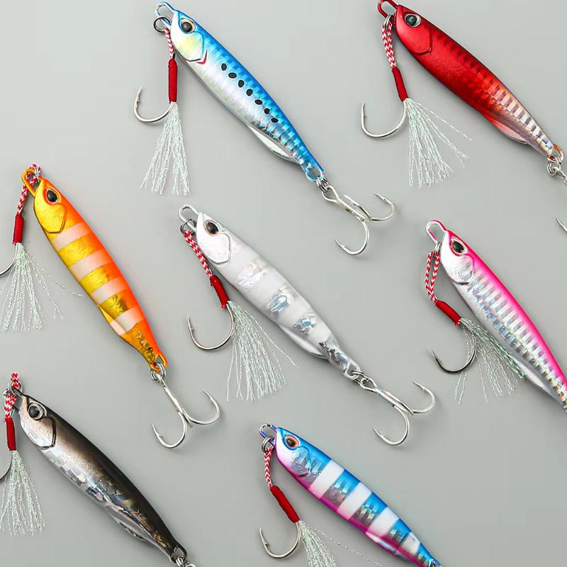 2pcs Luya Iron Plate Sea Fishing Metal Bionic Bait Double Hooks Luminous Fake Bait