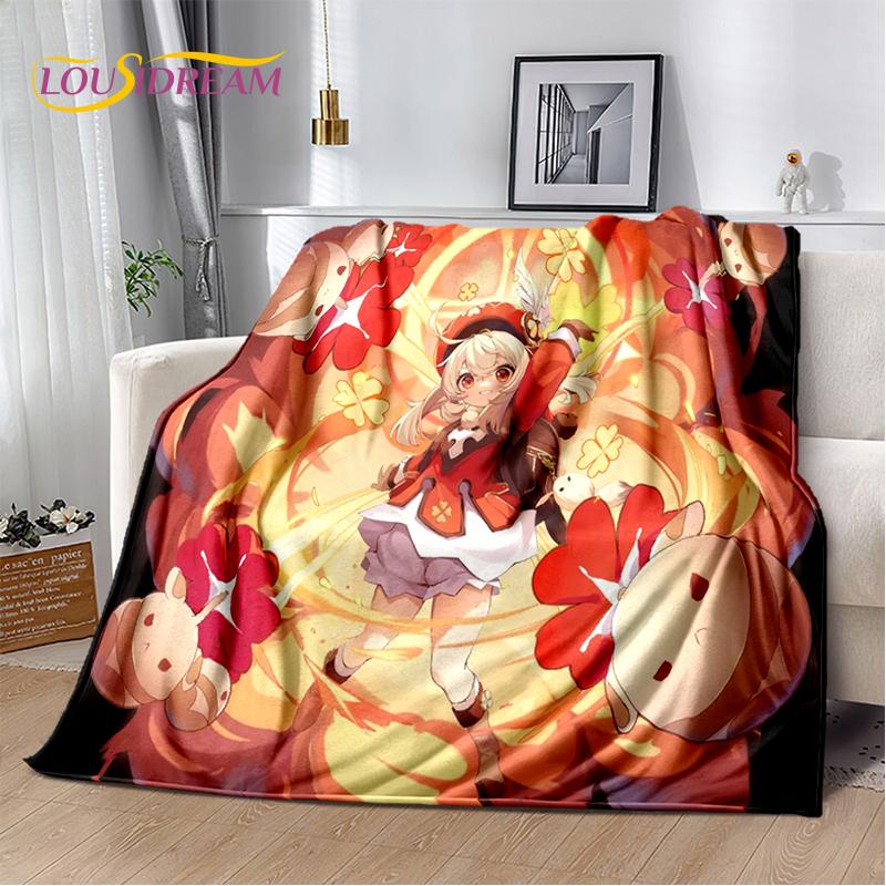 2025 Neue Genshin Impact Solo Cartoon Spiele Weiche Decke,Weiche Überwurfdecke für Zuhause Schlafzimmer Bett Sofa Picknick Reise Kindergeschenk