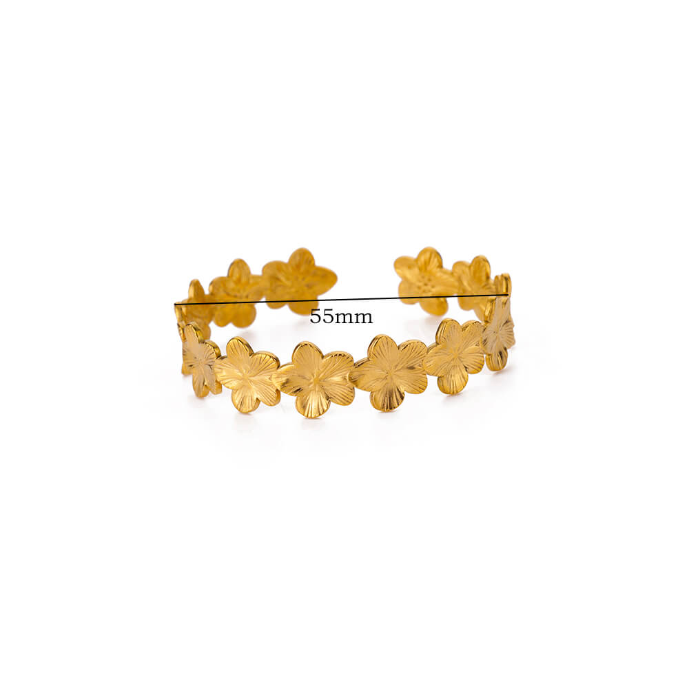 Vintage květinový náramek náramek pro ženy Zlatá barva Flora Nerezová ocel Bangles Odlévání Estetické Šperky na zápěstí pro pár