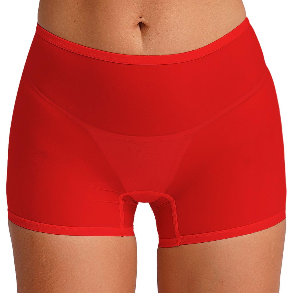 Womens Sheer Stretchy Glossy Low Waist Boyshort Boxer Underwear