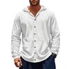Loose Men's Top, Loose, Linen Casual Minimalist, Beach Hooded Shirt, Long Sleeved Shirt, Men's