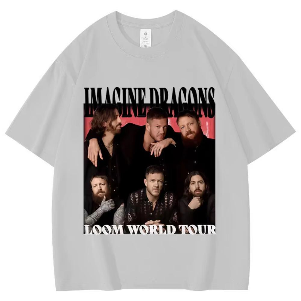 Imagine Dragons Loom World Tour 2026 T Shirt Mens Women Fashion Rock Short Sleeve Tshirts Summer Casual Loose Cotton T Shirts