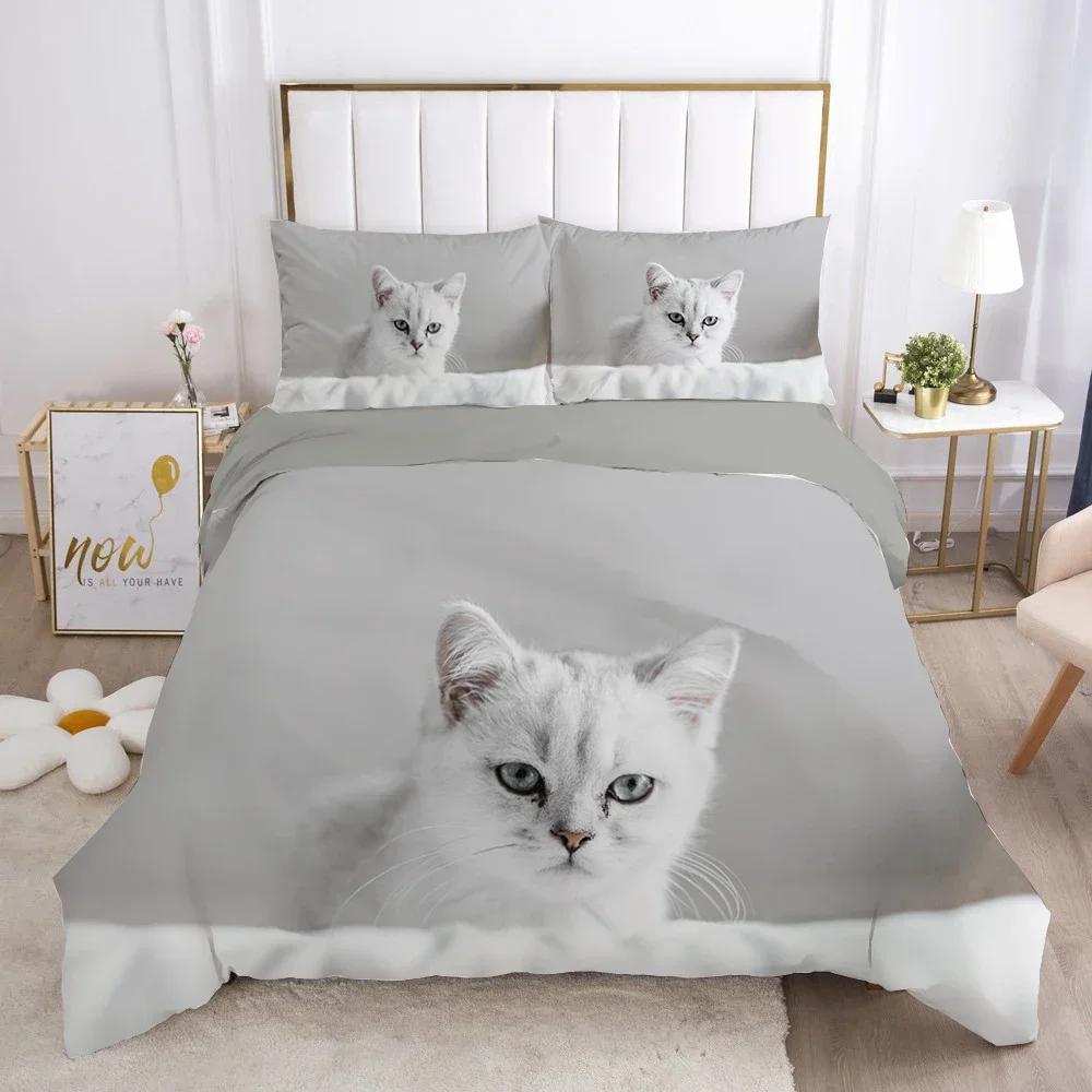 Cat Lovely Animal Kitten Bedding Set Single Twin Double Queen King Cal King Size Bed Linen Set