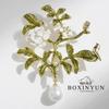 Bo Xin Yun Exquisite Freshwater Pearl Gardenia Brooch for Women: High-End Fashion Corsage Pin.