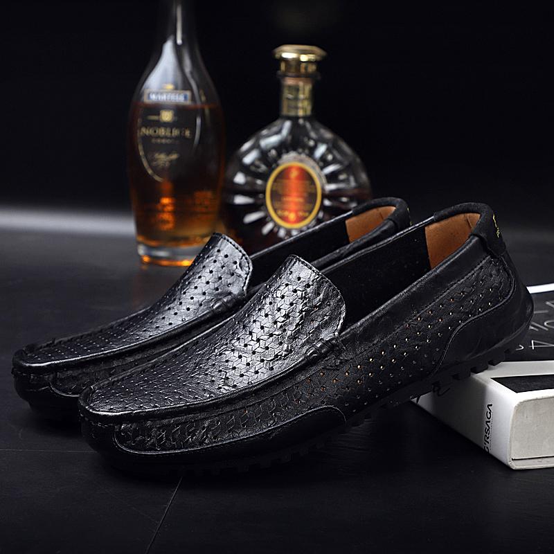 Mode Zomer Klassiek Heren Casual Schoenen Merk Formeel Zakelijk Mode Echt Leer Ademend Buiten Wandelen Loafers Schoen Grote Maat
