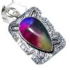 Pendente in Argento Sterling 925 Fatto a Mano con Pietra di Quarzo Solare Arcobaleno 2,36" O7l27