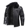 Winter Velvet Thick Leather Jacket Men's Lapel Leather Jacket Men's Windproof and Waterproof Men's Upper Garment