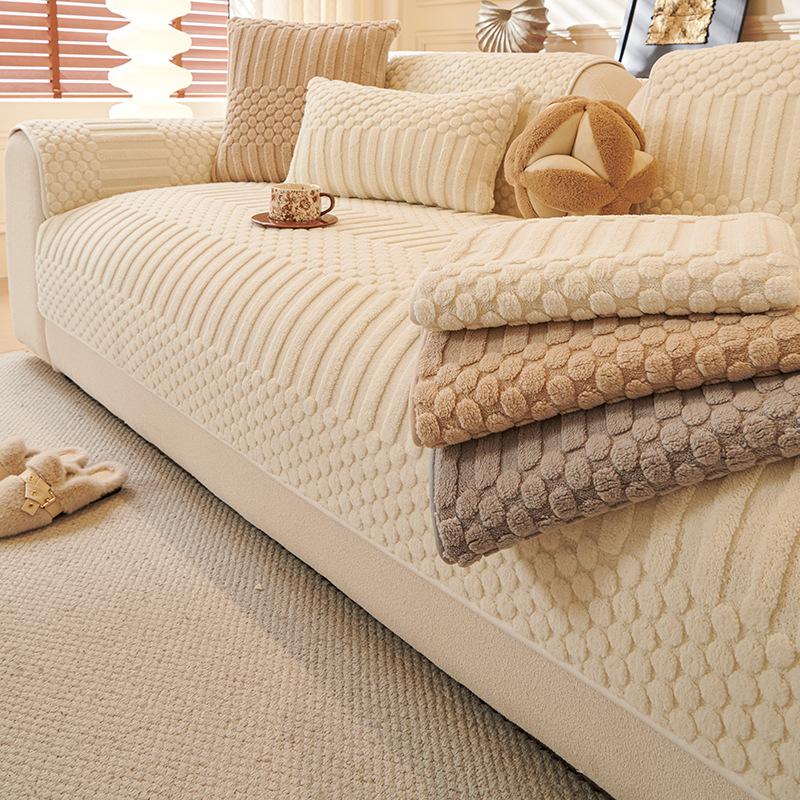 Cream White Ins Wind Winter Plush Sofa Cushion Shu Cotton Velvet Seat Cushion Four Seasons Retro Sofa Towel Cover Cloth Seat Cushion