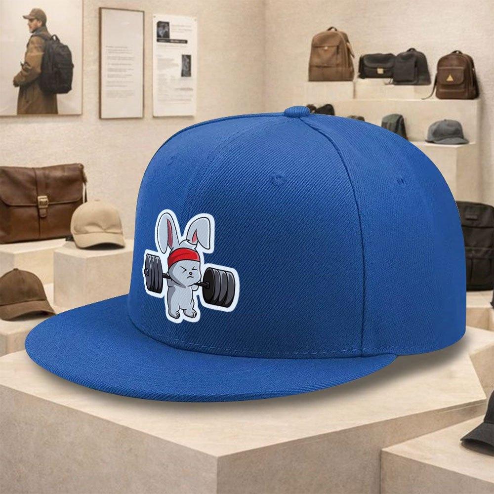 Tyngdlyftande Kanin Rolig Grafisk Tryck Platt Brätte Basebollkeps Polyester Streetwear Snapback Hatt Unisex