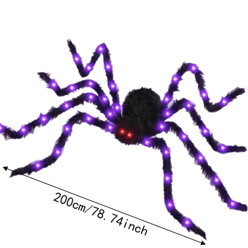 LED Lights Halloween Light Up Spider Decoration Purple Giant Spider Prop Halloween Decorating