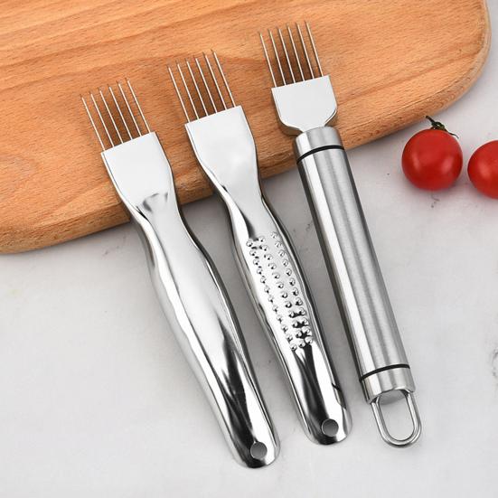 Zwiebelschneider Edelstahlschneider mit Scheide 6-Klingen Lauchschredder für schnelles gleichmäßiges Schreddern Rutschfester Griff Küchengemüse-Hacker-Gadget