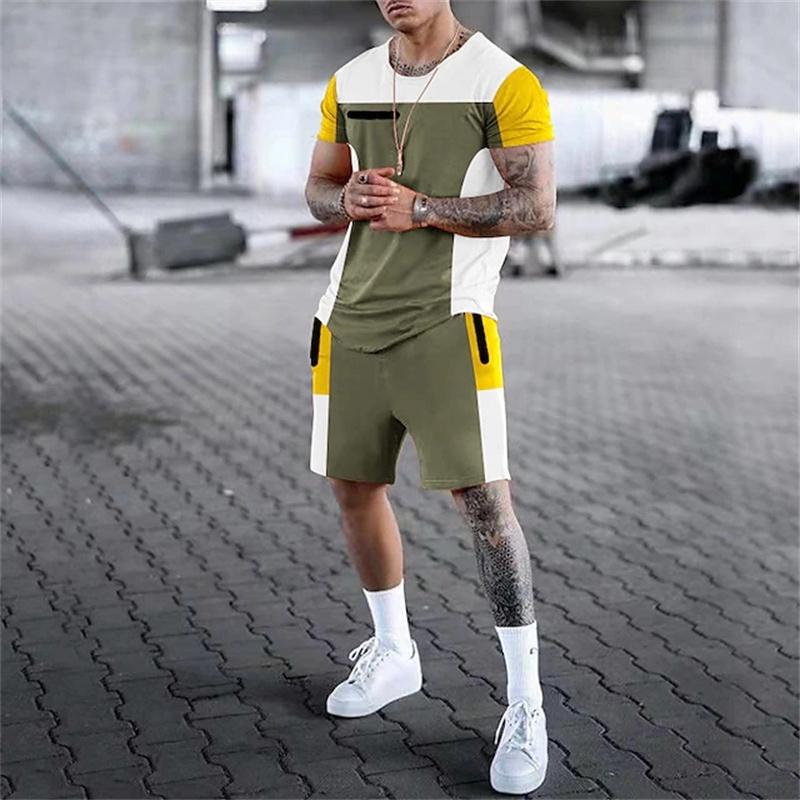 Traje de verano para hombre, camiseta extragrande, pantalones cortos, 2 piezas, ropa deportiva estampada, traje deportivo de moda, ropa para hombre